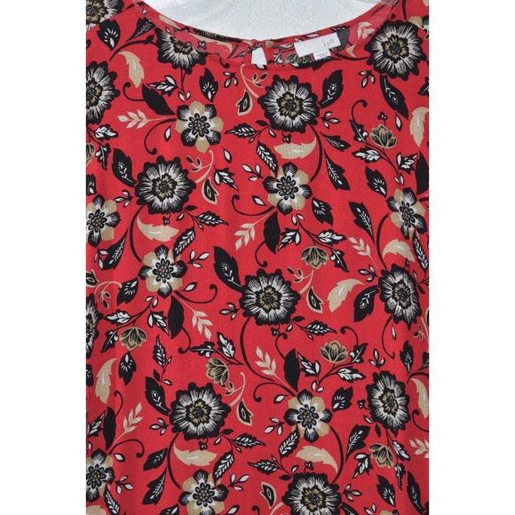 J.Jill Plus size 2X Top Red floral 3/4 Sleeve Keyhole back Lightweight Viscose - Picture 12 of 16